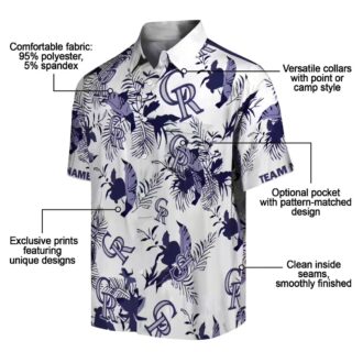 Best MLB Colorado Rockies Hawaiian Shirt - Tropical Blue White Shirt with Botanical Floral Design