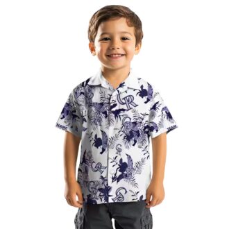 Best MLB Colorado Rockies Hawaiian Shirt - Tropical Blue White Shirt with Botanical Floral Design