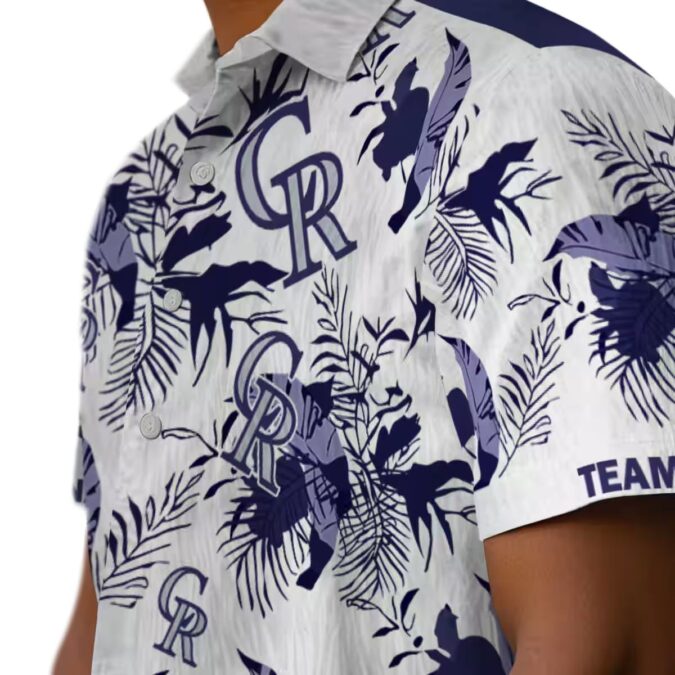 Best MLB Colorado Rockies Hawaiian Shirt - Tropical Blue White Shirt with Botanical Floral Design