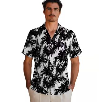 Black & White Colorado Rockies Hawaiian Shirt with Palm Design - MLB Fan Apparel for Summer and Beach