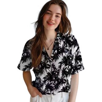 Black & White Colorado Rockies Hawaiian Shirt with Palm Design - MLB Fan Apparel for Summer and Beach