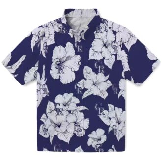 Blue & White Hibiscus Colorado Rockies Hawaiian Shirt – MLB Team Tropical Summer Shirt