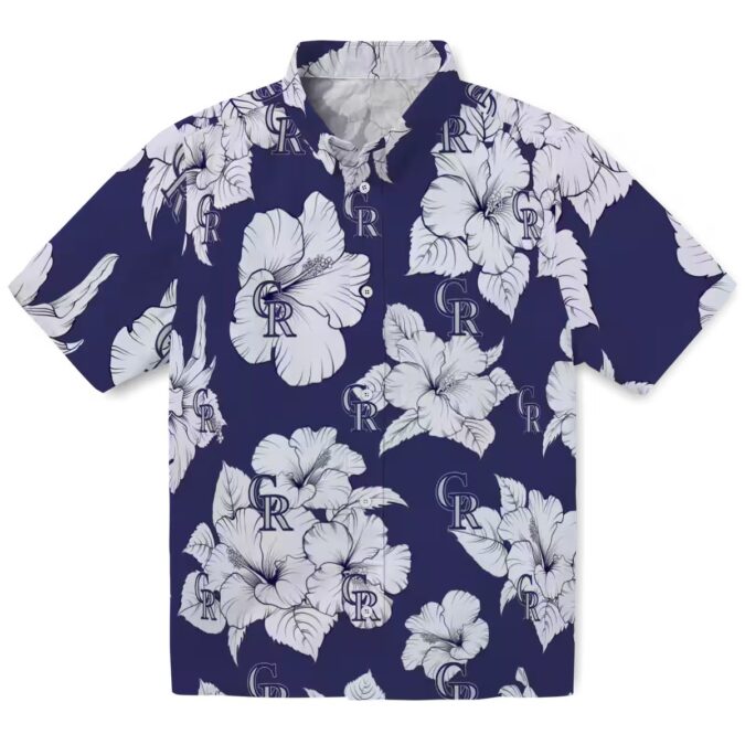 Blue & White Hibiscus Colorado Rockies Hawaiian Shirt – MLB Team Tropical Summer Shirt