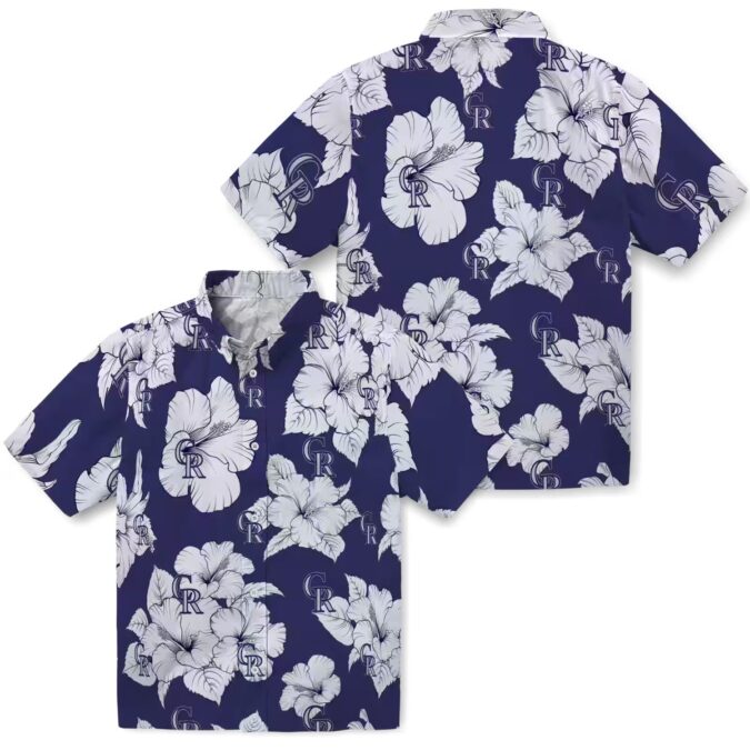 Blue & White Hibiscus Colorado Rockies Hawaiian Shirt – MLB Team Tropical Summer Shirt
