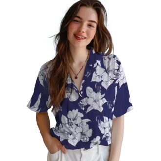 Blue & White Hibiscus Colorado Rockies Hawaiian Shirt – MLB Team Tropical Summer Shirt