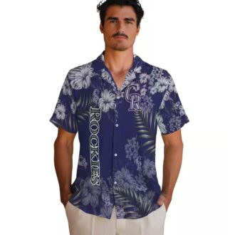 Blue Colorado Rockies Hawaiian Shirt - Tropical Aloha Shirt with Hibiscus Print for MLB Fans
