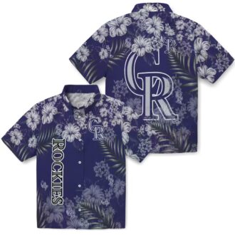 Blue Colorado Rockies Hawaiian Shirt - Tropical Aloha Shirt with Hibiscus Print for MLB Fans