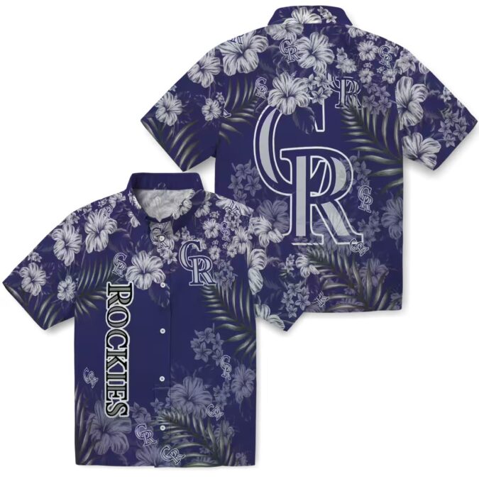 Blue Colorado Rockies Hawaiian Shirt - Tropical Aloha Shirt with Hibiscus Print for MLB Fans