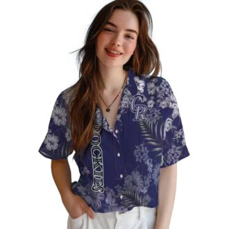 Blue Colorado Rockies Hawaiian Shirt - Tropical Aloha Shirt with Hibiscus Print for MLB Fans