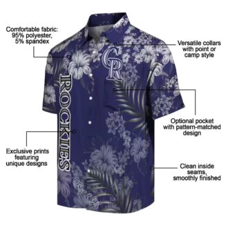 Blue Colorado Rockies Hawaiian Shirt - Tropical Aloha Shirt with Hibiscus Print for MLB Fans
