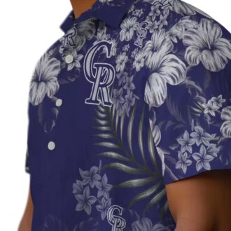 Blue Colorado Rockies Hawaiian Shirt - Tropical Aloha Shirt with Hibiscus Print for MLB Fans
