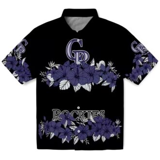 Buy Colorado Rockies Hibiscus Hawaiian Shirt - Blue & Black MLB Team Shirt