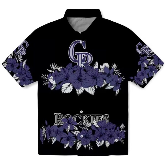Buy Colorado Rockies Hibiscus Hawaiian Shirt - Blue & Black MLB Team Shirt