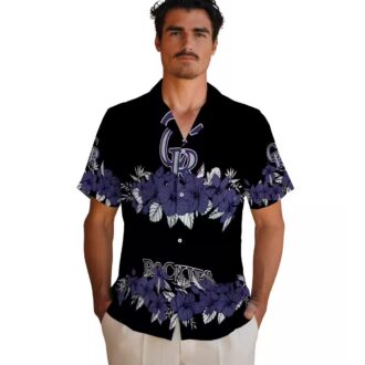 Buy Colorado Rockies Hibiscus Hawaiian Shirt - Blue & Black MLB Team Shirt