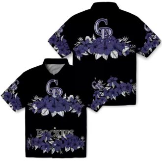 Buy Colorado Rockies Hibiscus Hawaiian Shirt - Blue & Black MLB Team Shirt