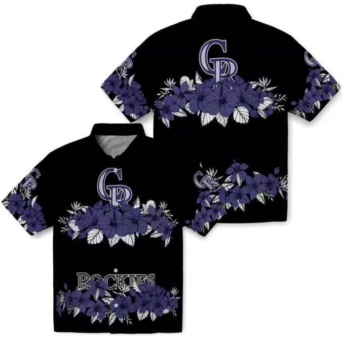 Buy Colorado Rockies Hibiscus Hawaiian Shirt - Blue & Black MLB Team Shirt