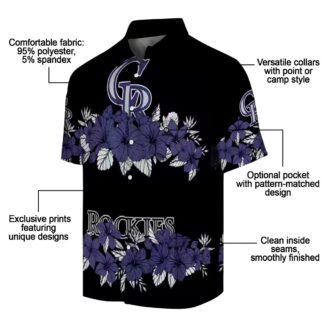 Buy Colorado Rockies Hibiscus Hawaiian Shirt - Blue & Black MLB Team Shirt