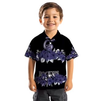 Buy Colorado Rockies Hibiscus Hawaiian Shirt - Blue & Black MLB Team Shirt