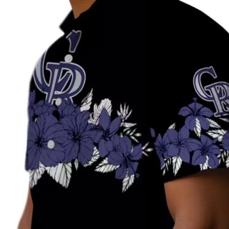 Buy Colorado Rockies Hibiscus Hawaiian Shirt - Blue & Black MLB Team Shirt