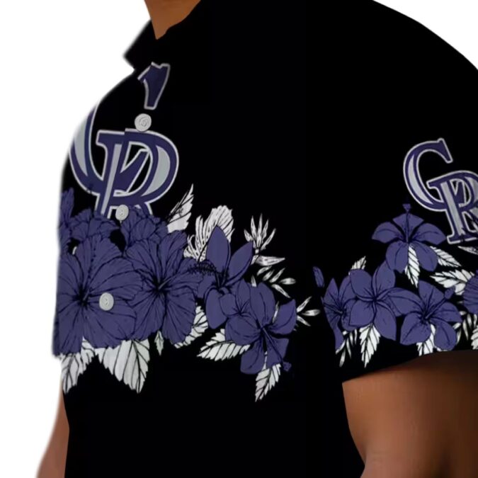 Buy Colorado Rockies Hibiscus Hawaiian Shirt - Blue & Black MLB Team Shirt