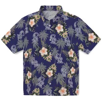 Colorado Rockies Blue Hawaiian Shirt - Tropical Palm Tree & Flower MLB Fan Apparel for Beach