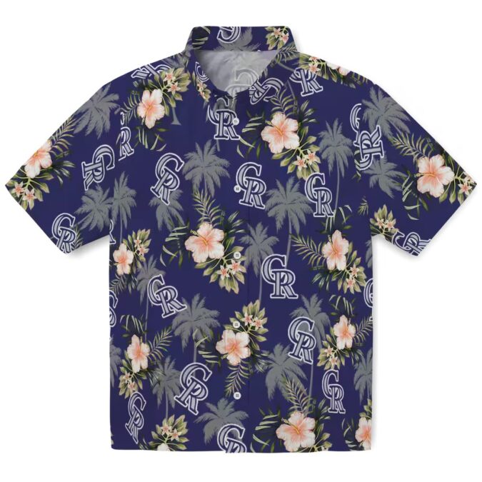 Colorado Rockies Blue Hawaiian Shirt - Tropical Palm Tree & Flower MLB Fan Apparel for Beach