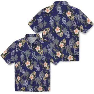 Colorado Rockies Blue Hawaiian Shirt - Tropical Palm Tree & Flower MLB Fan Apparel for Beach