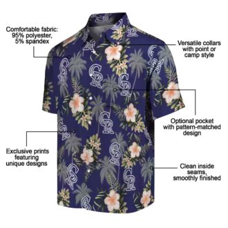Colorado Rockies Blue Hawaiian Shirt - Tropical Palm Tree & Flower MLB Fan Apparel for Beach