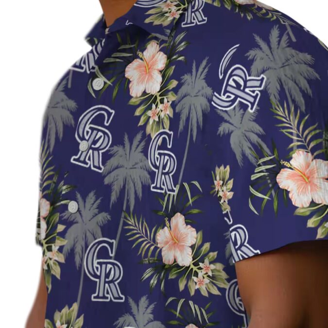 Colorado Rockies Blue Hawaiian Shirt - Tropical Palm Tree & Flower MLB Fan Apparel for Beach