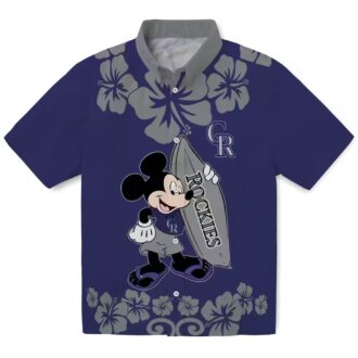 Colorado Rockies Blue Hawaiian Shirt with Surfing Mickey - MLB Team Summer Shirt for Fans