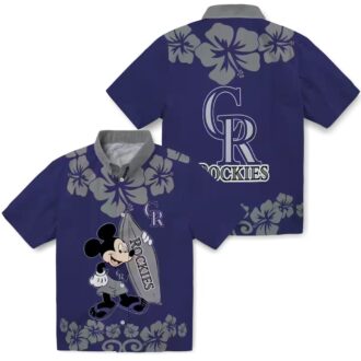 Colorado Rockies Blue Hawaiian Shirt with Surfing Mickey - MLB Team Summer Shirt for Fans