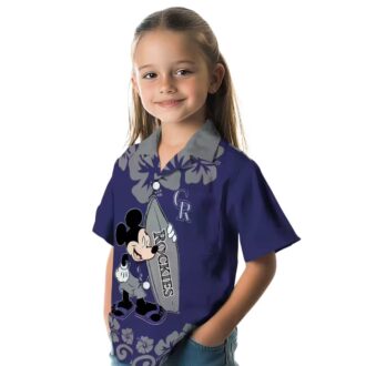 Colorado Rockies Blue Hawaiian Shirt with Surfing Mickey - MLB Team Summer Shirt for Fans