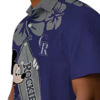 Colorado Rockies Blue Hawaiian Shirt with Surfing Mickey - MLB Team Summer Shirt for Fans