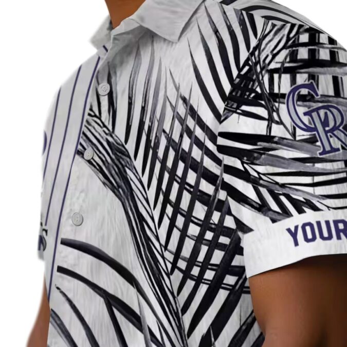 Colorado Rockies Fan Hawaiian Shirt - MLB Tropical Beach Shirt with Palm Stripes Design