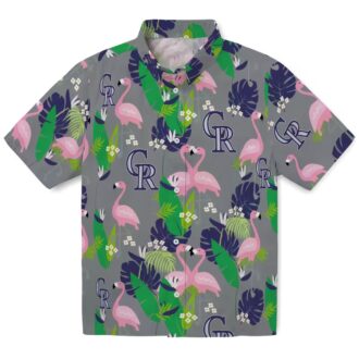 Colorado Rockies Flamingo Foliage Hawaiian Shirt - MLB Team Blue Green Tropical Shirt for Summer Fans
