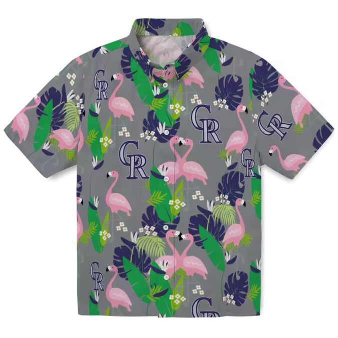 Colorado Rockies Flamingo Foliage Hawaiian Shirt - MLB Team Blue Green Tropical Shirt for Summer Fans