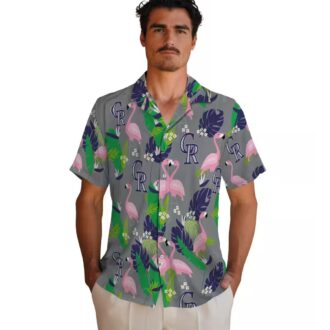 Colorado Rockies Flamingo Foliage Hawaiian Shirt - MLB Team Blue Green Tropical Shirt for Summer Fans