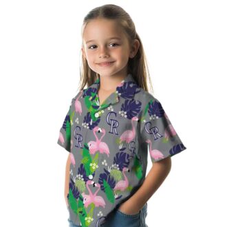 Colorado Rockies Flamingo Foliage Hawaiian Shirt - MLB Team Blue Green Tropical Shirt for Summer Fans