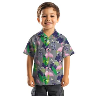 Colorado Rockies Flamingo Foliage Hawaiian Shirt - MLB Team Blue Green Tropical Shirt for Summer Fans