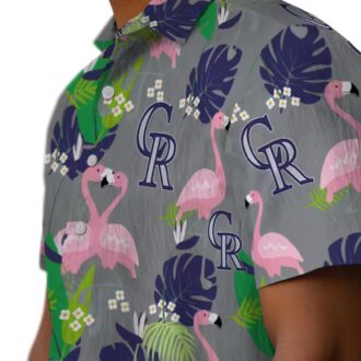 Colorado Rockies Flamingo Foliage Hawaiian Shirt - MLB Team Blue Green Tropical Shirt for Summer Fans