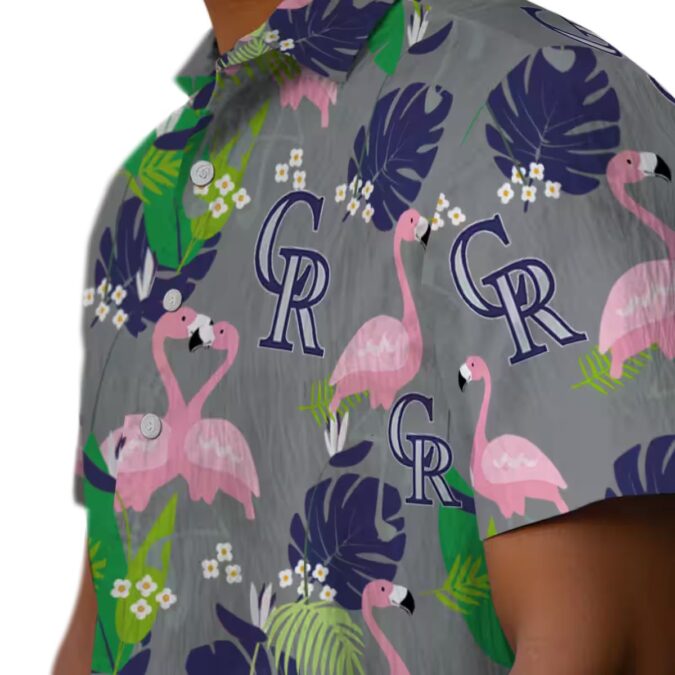 Colorado Rockies Flamingo Foliage Hawaiian Shirt - MLB Team Blue Green Tropical Shirt for Summer Fans