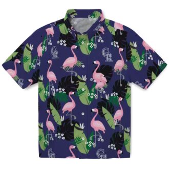 Colorado Rockies Flamingo Leaf Hawaiian Shirt - Blue MLB Team Tropical Shirt for Baseball Fans