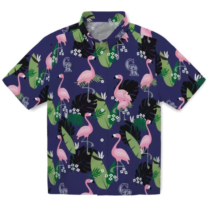 Colorado Rockies Flamingo Leaf Hawaiian Shirt - Blue MLB Team Tropical Shirt for Baseball Fans
