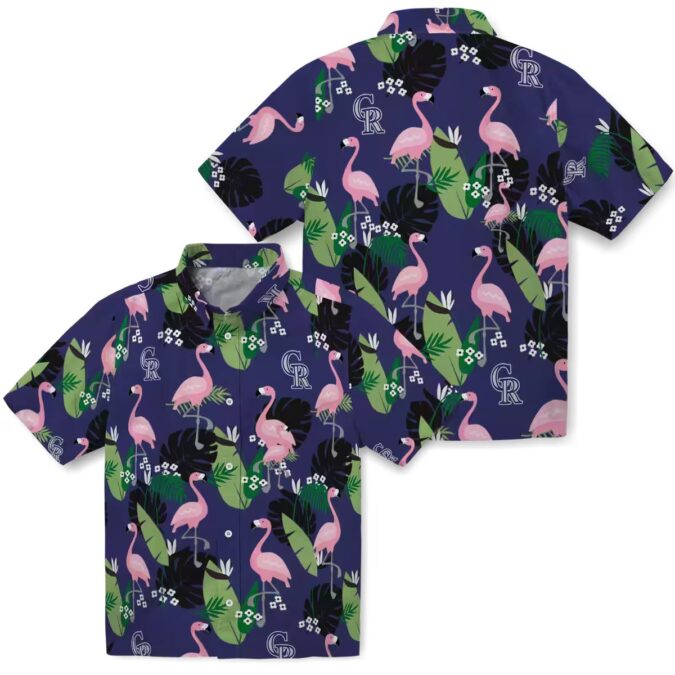 Colorado Rockies Flamingo Leaf Hawaiian Shirt - Blue MLB Team Tropical Shirt for Baseball Fans