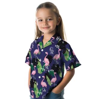 Colorado Rockies Flamingo Leaf Hawaiian Shirt - Blue MLB Team Tropical Shirt for Baseball Fans