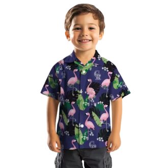Colorado Rockies Flamingo Leaf Hawaiian Shirt - Blue MLB Team Tropical Shirt for Baseball Fans