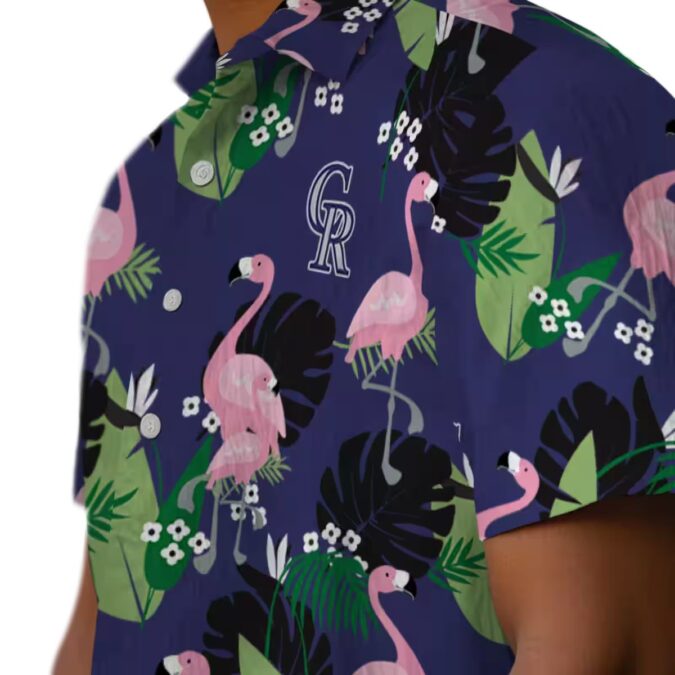 Colorado Rockies Flamingo Leaf Hawaiian Shirt - Blue MLB Team Tropical Shirt for Baseball Fans