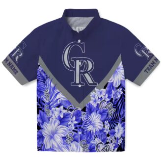 Colorado Rockies Floral Chevron Blue Hawaiian Shirt - MLB Tropical Aloha Shirt for Baseball Fans