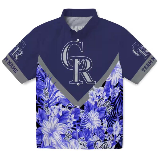 Colorado Rockies Floral Chevron Blue Hawaiian Shirt - MLB Tropical Aloha Shirt for Baseball Fans