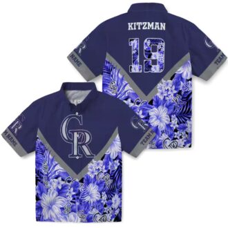 Colorado Rockies Floral Chevron Blue Hawaiian Shirt - MLB Tropical Aloha Shirt for Baseball Fans